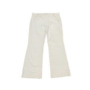 LOFT Curvy High Waist Sandal Flare Off White Jeans 31/12 Petite Buttons Nautical